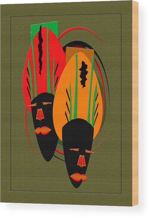 Mask Wood Print featuring the digital art mask III by Terry Boykin