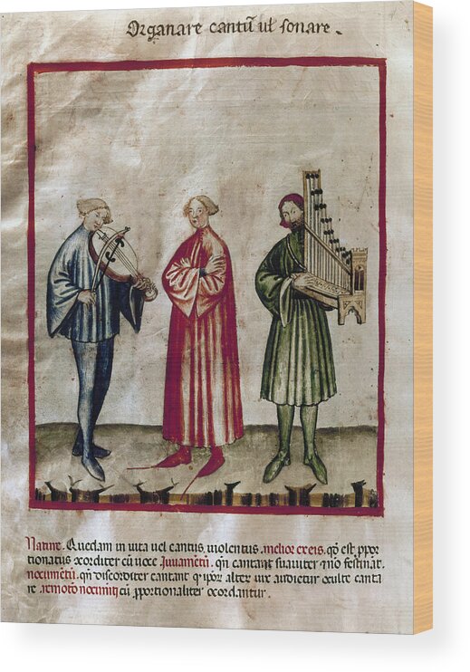 15th Century Wood Print featuring the painting Medieval Musicians by Granger