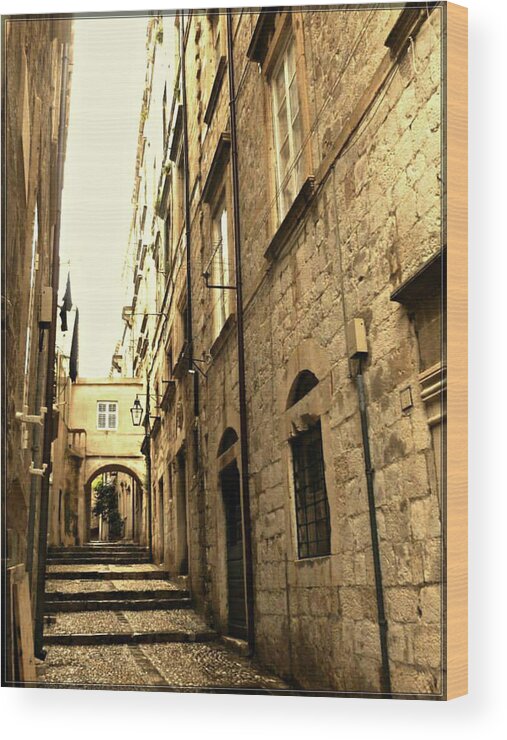 Medieval Wood Print featuring the photograph Medieval street by Rumiana Nikolova