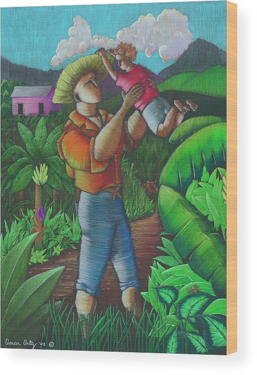 Puerto Rico Wood Print featuring the painting Mi futuro y mi tierra by Oscar Ortiz
