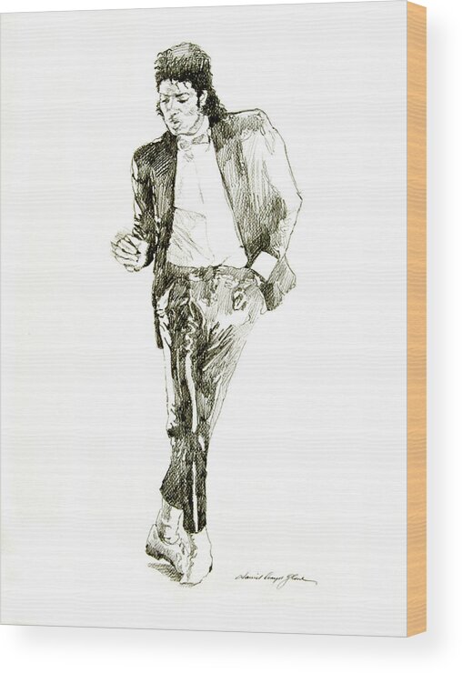 Michael Jackson Wood Print featuring the drawing Michael Jackson Billy Jean by David Lloyd Glover