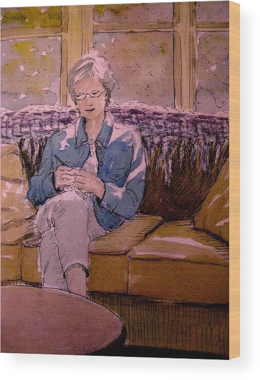 Woman Wood Print featuring the painting Michele's Mom by Gretchen Allen