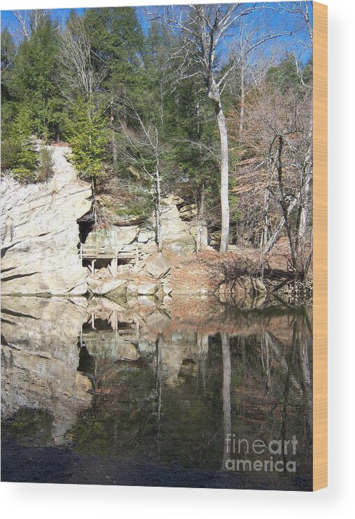 Landscape Wood Print featuring the photograph Sugar Creek Mirror by Pamela Clements
