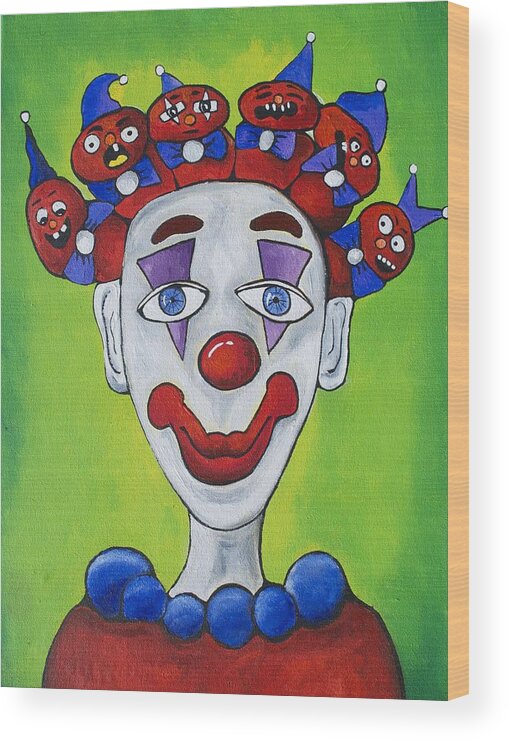 Circus Wood Print featuring the painting Miss.Curly Clown by Patricia Arroyo