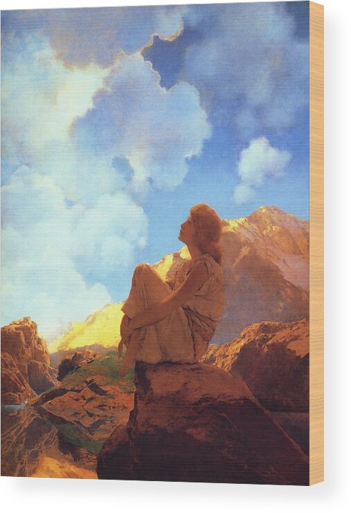 Maxfield Parrish Wood Print featuring the painting Morning Spring by Maxfield Parrish