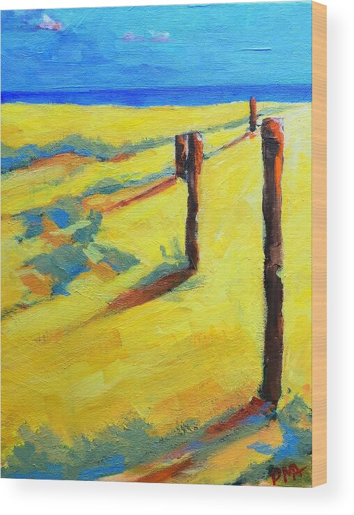 Landscape Art Wood Print featuring the painting Morning Sun at the Beach by Patricia Awapara