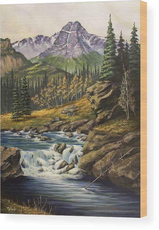 Holy Cross Mountain Wood Print featuring the painting Mountain of the Holy Cross by Jack Malloch