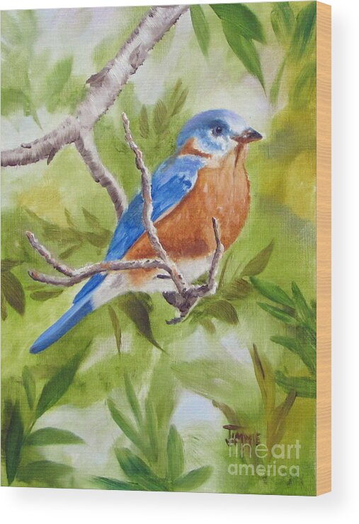Bluebird Wood Print featuring the painting Mr. Bluebird by Jimmie Bartlett