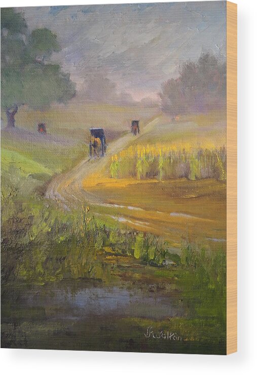 Amish Painting Wood Print featuring the painting Muddy Roads by Judy Fischer Walton