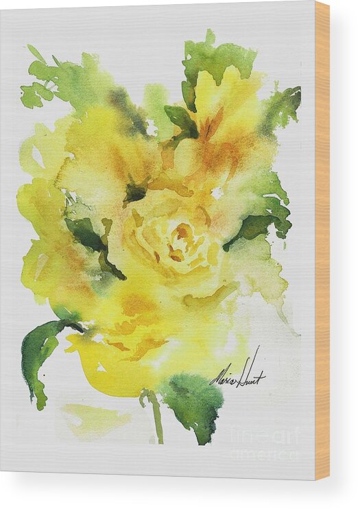 Contemporary Floral Wood Print featuring the painting Natural Grace  by Maria Hunt