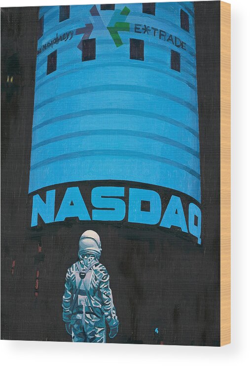 Astronaut Wood Print featuring the painting Nasdaq by Scott Listfield