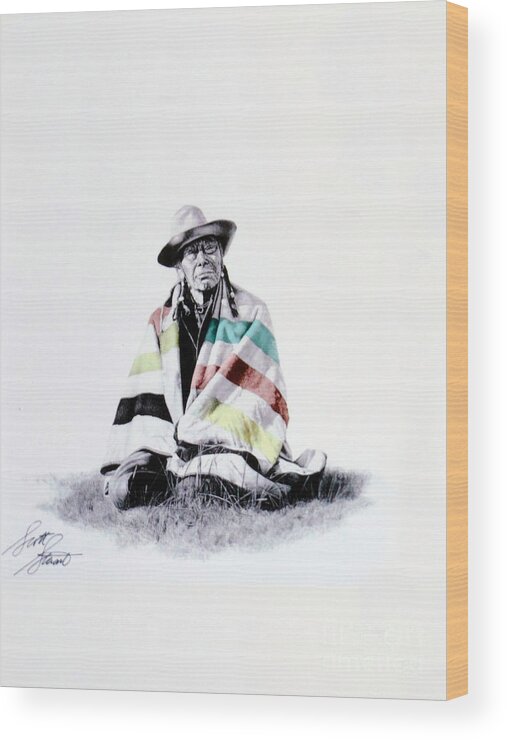 Painting Wood Print featuring the photograph Native West Coast Indian by Al Bourassa