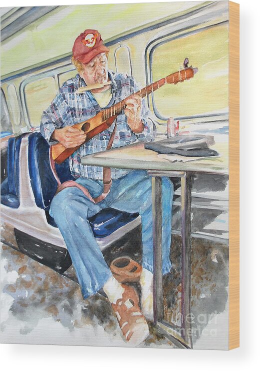 Musician Wood Print featuring the painting New Orleans Train To Hattiesburg by Cynthia Parsons