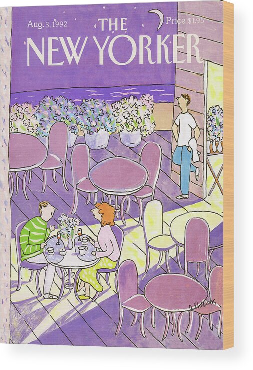 Dining Wood Print featuring the painting New Yorker August 3rd, 1992 by Devera Ehrenberg