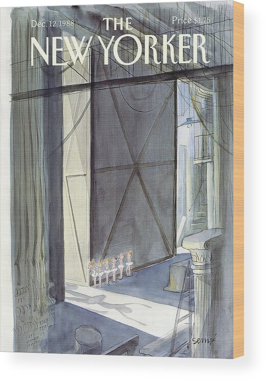 Dance Wood Print featuring the painting New Yorker December 12th, 1988 by Jean-Jacques Sempe