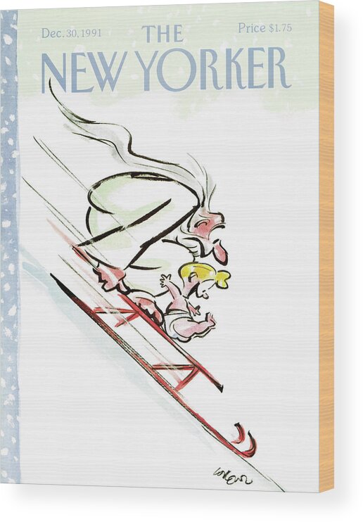 Age Wood Print featuring the painting New Yorker December 30th, 1991 by Lee Lorenz