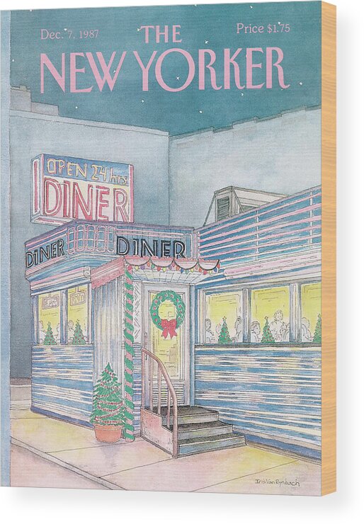 Leisure Wood Print featuring the painting New Yorker December 7th, 1987 by Iris VanRynbach