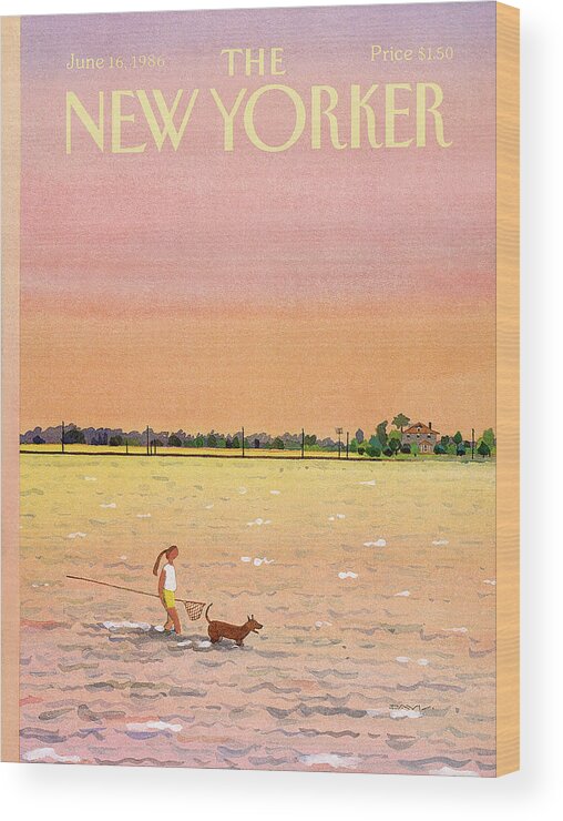 Sea Wood Print featuring the painting New Yorker June 16th, 1986 by Susan Davis