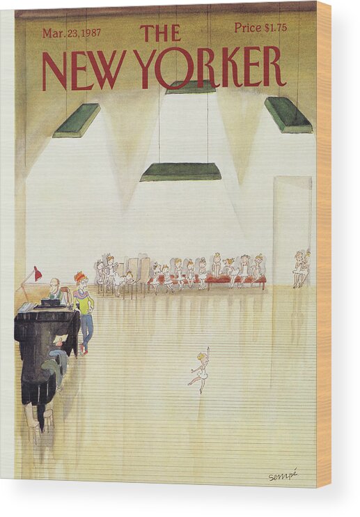 Ballet Wood Print featuring the painting New Yorker March 23rd, 1987 by Jean-Jacques Sempe