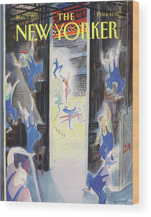 Ballet's New Spring Wood Print featuring the painting New Yorker May 3rd, 1993 by Jean-Jacques Sempe