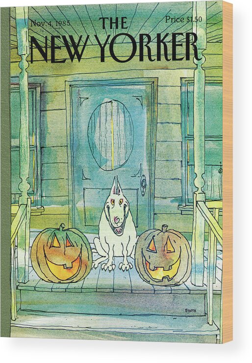 Dog Wood Print featuring the painting New Yorker November 4th, 1985 by George Booth