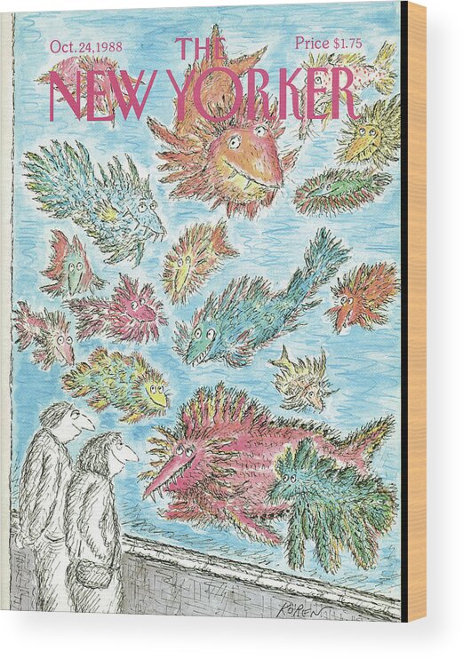 Animal Wood Print featuring the painting New Yorker October 24th, 1988 by Edward Koren