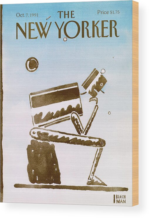 Thinker Wood Print featuring the painting New Yorker October 7th, 1991 by RO Blechman