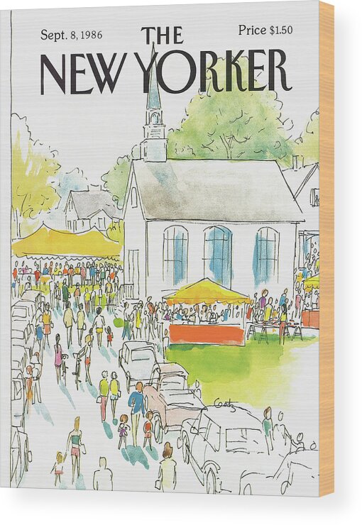 Autos Wood Print featuring the painting New Yorker September 8th, 1986 by Arthur Getz