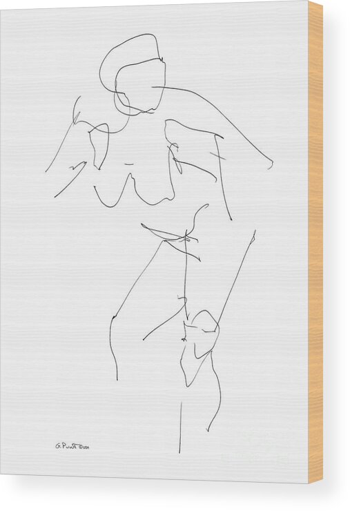 Female Wood Print featuring the drawing Nude Female Drawings 14 by Gordon Punt