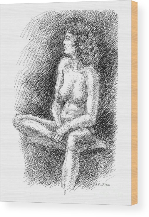 Sketches Wood Print featuring the drawing Nude Female Sketches 2 by Gordon Punt