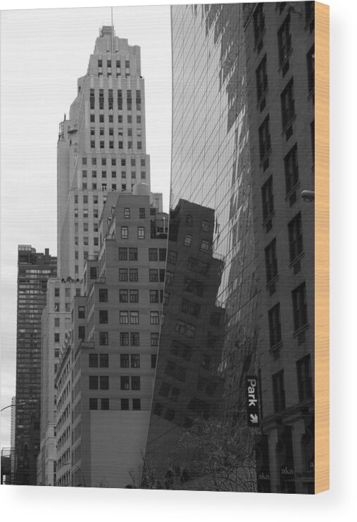 Nyc Wood Print featuring the photograph NYC - Reflections on the Architecture by Richard Reeve