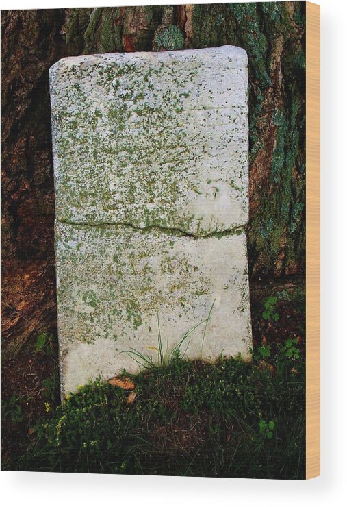 Grave Wood Print featuring the photograph Old Broken Marker by Mark Malitz