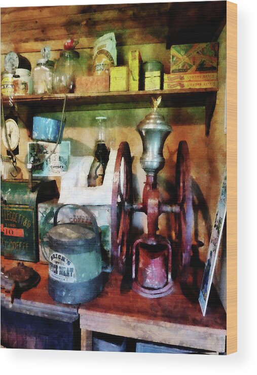 General Store Wood Print featuring the photograph Old-Fashioned Coffee Grinder by Susan Savad