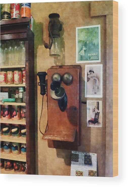 Telephone Wood Print featuring the photograph Old-Fashioned Telephone by Susan Savad