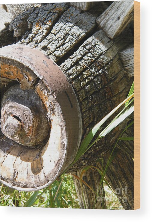 Wagon Wheel Wood Print featuring the photograph Old Hub by Ann E Robson