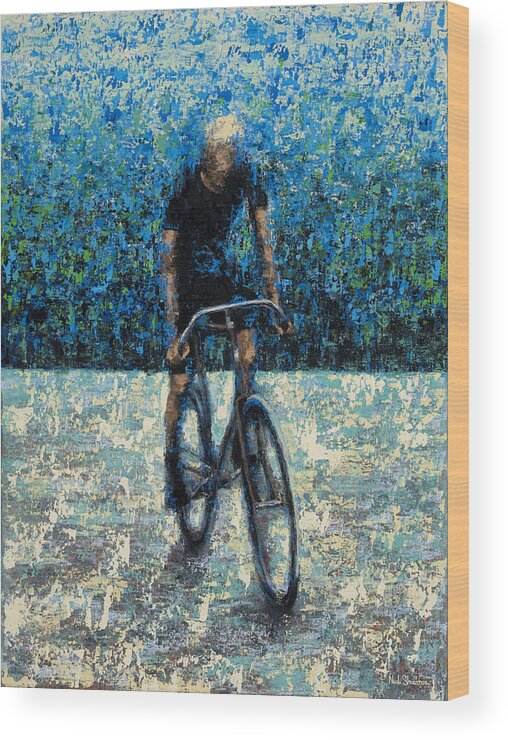 Bike Wood Print featuring the painting Old School Riding by Ned Shuchter