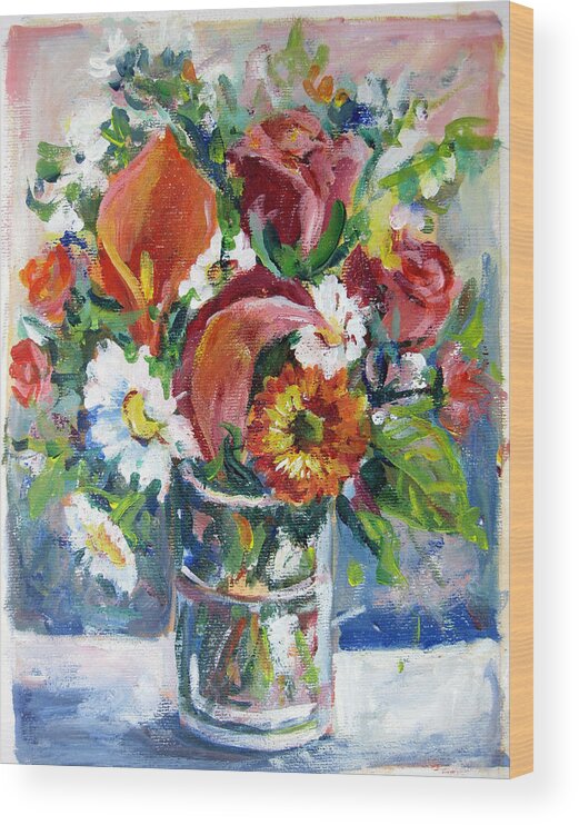 Flowers Wood Print featuring the painting On Board Infinity by Ingrid Dohm
