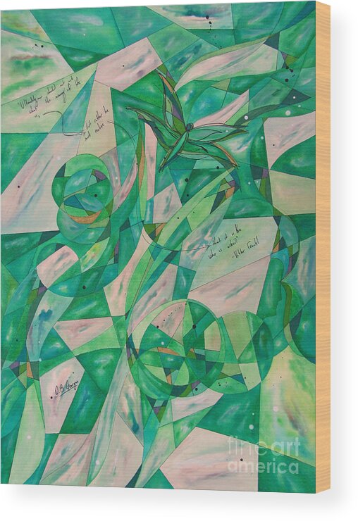 Green Wood Print featuring the painting On Meaning by Christine Georgas