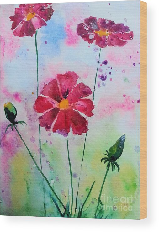 Flowers Wood Print featuring the painting Opera Pink by Melinda Etzold