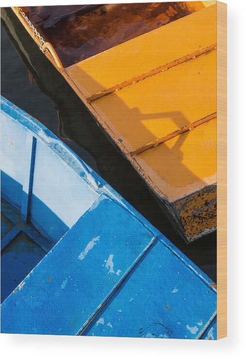 Boat Wood Print featuring the photograph Orange and Blue by Davorin Mance
