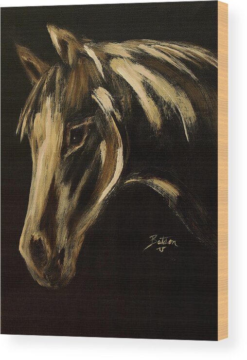 Ranch Horse Wood Print featuring the painting Outlaw by Barbie Batson