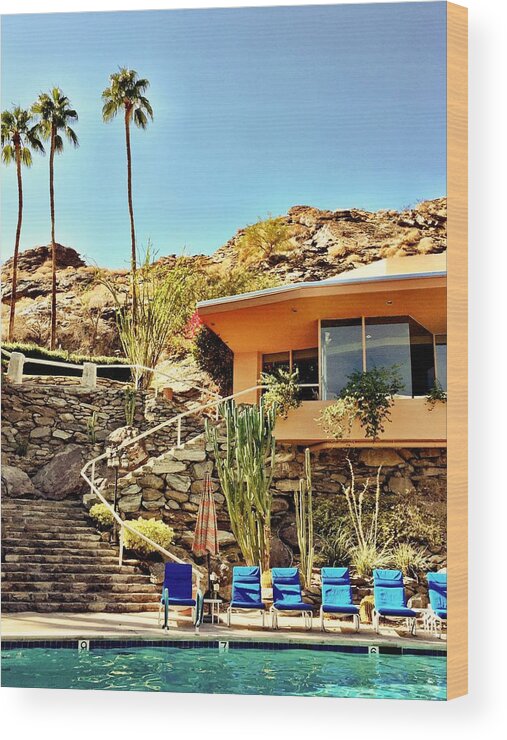 Pool Wood Print featuring the photograph Palm Springs Pool by Julie Gebhardt
