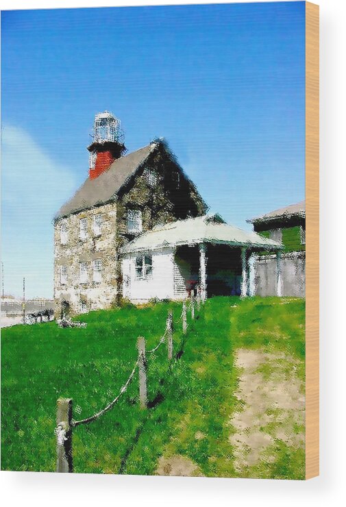 Lighthouse Painting Wood Print featuring the painting Pathway To Happiness by Iconic Images Art Gallery David Pucciarelli