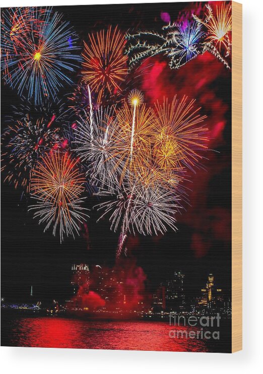 Philladelphia Wood Print featuring the photograph Philly Fireworks 2014 by Nick Zelinsky Jr