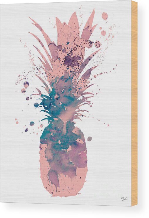 Pineapple Watercolor Print Wood Print featuring the painting Pineapple 3 by Watercolor Girl