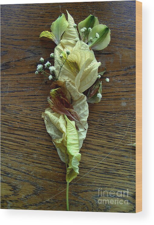 Mixed Media Wood Print featuring the mixed media Poinsettia Leaf Corsage by Nancy Kane Chapman
