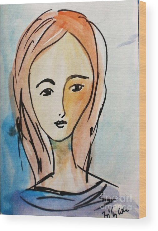 Girl Portrait Wood Print featuring the painting Portrait 3 by Trilby Cole