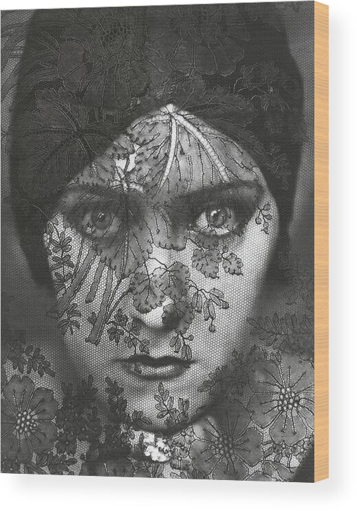 One Person Wood Print featuring the photograph Portrait Of Gloria Swanson Behind Lace by Edward Steichen