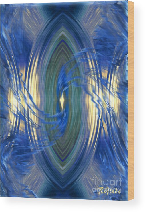 Abstract Wood Print featuring the digital art Positive energy source - abstract art by Giada Rossi by Giada Rossi