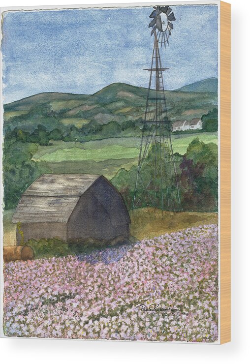 Aroostook County Wood Print featuring the painting Potato Blossoms by Paula Robertson
